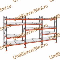Стеллаж с выкатными платформами  2000*5400*1050 4 яруса 24 платформы - uralbiznesstroi.ru – Пермь
