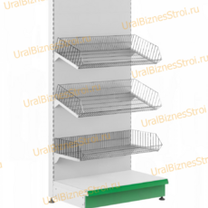Торговый стеллаж с корзиной 1450*400*600 - uralbiznesstroi.ru – Пермь