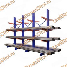 Стеллаж консольный двусторонний 3000x1150x2020 мм тяжелый 5 ярусов - uralbiznesstroi.ru – Пермь