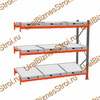 Стеллаж с выкатными платформами дополнительная секция 2500*2700*1050 3 яруса 9 платформ - uralbiznesstroi.ru – Пермь