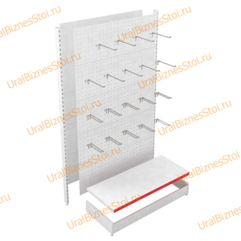 Стеллаж торговые перфорированный 1950*400*600 с крючками - uralbiznesstroi.ru – Пермь
