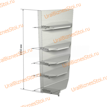Торговый угловой стеллаж 2350*500*900 5 полок - uralbiznesstroi.ru – Пермь