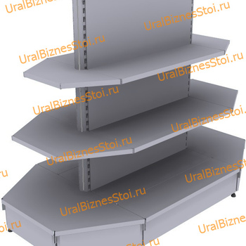 Стеллаж островной с торцевыми полками 1450*300*900 3 полки - uralbiznesstroi.ru – Пермь