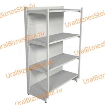 Торговый пристенный стеллаж с передней стойкой 1450*600*1200 4 полки - uralbiznesstroi.ru – Пермь