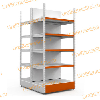 Торговый островной стеллаж (Усиленный с передней стойкой) 1950*600*1000 5 полок - uralbiznesstroi.ru – Пермь