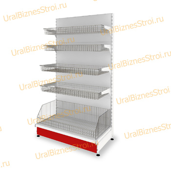 Торговый стеллаж с корзиной 1950*500*600 - uralbiznesstroi.ru – Пермь