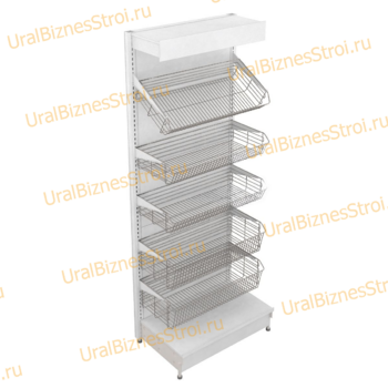 Торговый стеллаж с корзиной 2350*500*600 - uralbiznesstroi.ru – Пермь