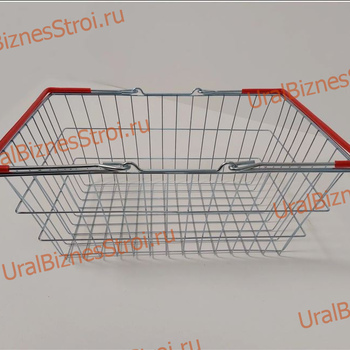 Корзина покупательская, цинк хроматированный (20л) 2 ручки, ПВХ,  цвет-красный - uralbiznesstroi.ru – Пермь