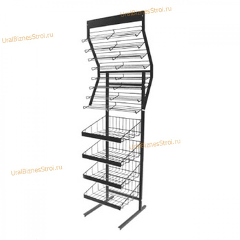 Стойка прикассовая, 3 корзины+ экспозитор - uralbiznesstroi.ru – Пермь