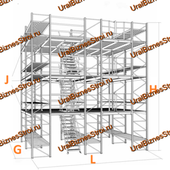Мезонинный стеллаж 12м*12м 4 этажа 576 м2 - uralbiznesstroi.ru – Пермь