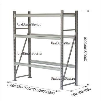 Грузовой стеллаж 2040*1000*1500 3 яруса навесных без настила - uralbiznesstroi.ru – Пермь