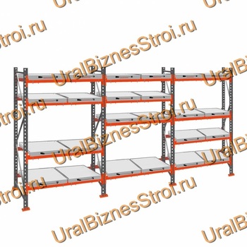 Стеллаж с выкатными платформами  3000*5400*1050 4 яруса 24 платформы - uralbiznesstroi.ru – Пермь
