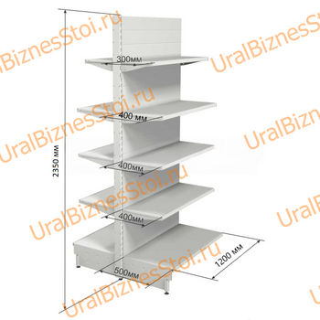 Торговый островной стеллаж 2350*500*1200 5 полок - uralbiznesstroi.ru – Пермь