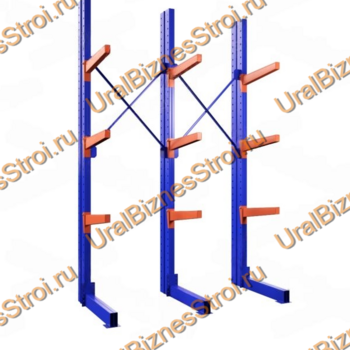 Стеллаж консольный односторонний 2500x1150x1070 мм тяжелый 3 яруса - uralbiznesstroi.ru – Пермь