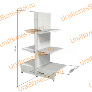 Торговый островной стеллаж 1450*500*600 3 полки - uralbiznesstroi.ru – Пермь