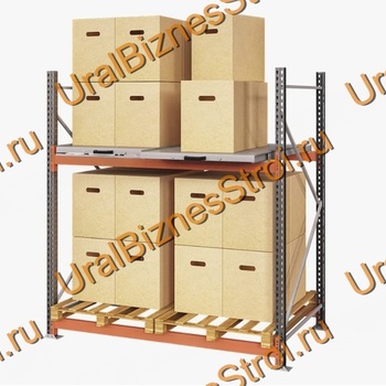 Стеллаж с выкатными платформами  2000*1800*1050 2 яруса 2 платформы - uralbiznesstroi.ru – Пермь